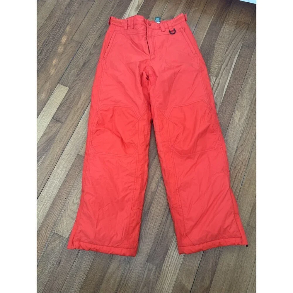 LL Bean Kids Snow Pants Orange Insulated Thinsulate Size 14